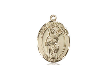 14kt Solid Gold St. Scholastica Patron Saint Medal Pendant 3/4 inch by 1/2 inch handcrafted by Bliss