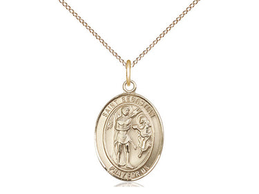 14kt Gold Filled St. Sebastian Patron Saint Medal Necklace 3/4 inch by 1/2 inch on 18 inch Chain by Bliss