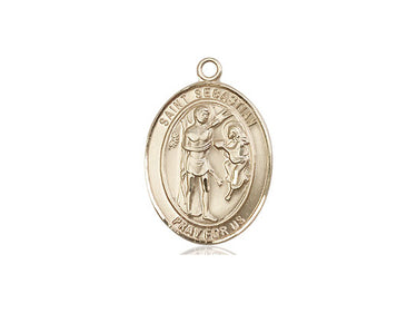 14kt solid gold St. Sebastian patron saint medal pendant 3/4 inch by Bliss Manufacturing USA