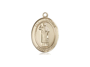 14kt Solid Gold St. Stephen the Martyr patron saint medal pendant, 3/4 x 1/2 inch Medium size, handmade by Bliss
