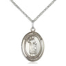 Sterling Silver St. Stephen the Martyr patron saint medal necklace, 3/4 x 1/2 inch Medium size, 18 inch chain, handmade by Bliss