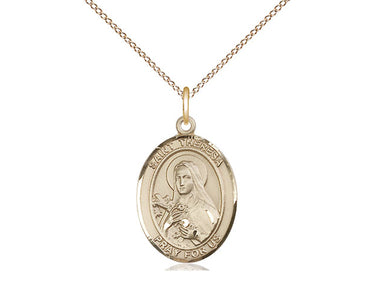 Gold Filled St. Theresa Patron Saint Medal Necklace 3/4 inch by 1/2 inch with 18 inch Chain by Bliss Manufacturing