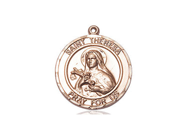 14kt Solid Gold St. Theresa Patron Saint Medal Pendant 3/4 x 5/8 inch by Bliss