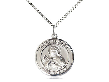 Sterling Silver St. Theresa Patron Saint Medal Necklace 3/4 x 5/8 inch with 18 inch chain by Bliss