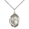 Sterling Silver St. Theresa Patron Saint Medal Necklace 3/4 x 1/2 inch with 18 inch chain by Bliss