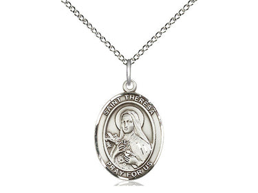 Sterling Silver St. Theresa Patron Saint Medal Necklace 3/4 x 1/2 inch with 18 inch chain by Bliss