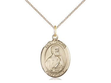 14kt Gold Filled St. Thomas the Apostle patron saint medal necklace with 18 inch curb chain, handmade by Bliss USA