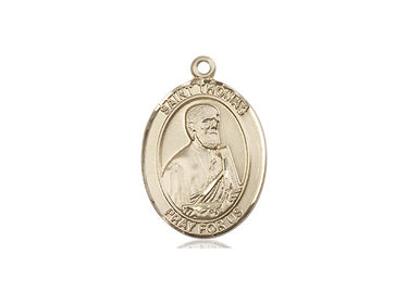 14kt solid gold St. Thomas the Apostle Catholic patron saint medal pendant 3/4 x 1/2 inch handmade by Bliss