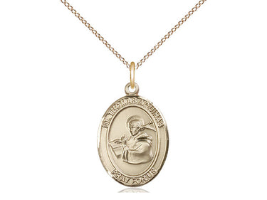14kt Gold Filled St. Thomas Aquinas patron saint medal necklace with 18 inch curb chain, handmade by Bliss USA