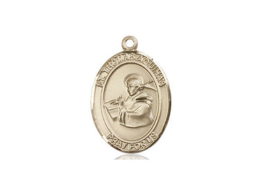 14kt solid gold St. Thomas Aquinas Catholic patron saint medal pendant 3/4 x 1/2 inch handmade by Bliss