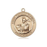 14kt solid gold St. Thomas Aquinas patron saint medal pendant, 3/4 x 5/8 inches, handcrafted by Bliss Manufacturing USA