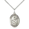 Sterling silver St. Thomas Aquinas patron saint medal necklace, 3/4 x 1/2 pendant, 18-inch chain, Bliss Manufacturing