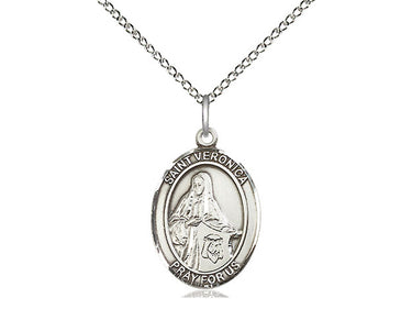 Sterling Silver St. Veronica Catholic patron saint medal necklace with 18 inch chain by Bliss