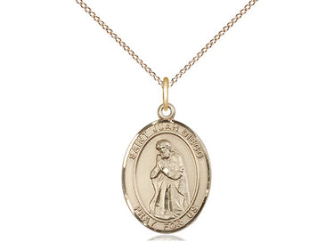 14kt gold filled St. Juan Diego patron saint medal necklace 3/4 x 1/2 inches with 18 inch chain by Bliss