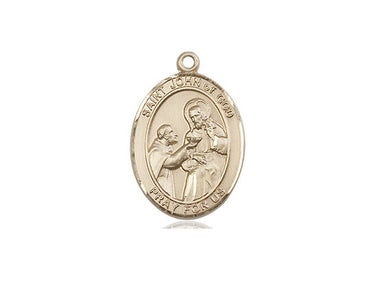 14kt Solid Gold St. John of God Patron Saint Medal Pendant 3/4 x 1/2 inch Handcrafted by Bliss