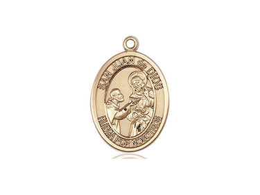 14kt Solid Gold San Juan de Dios Patron Saint Medal Pendant 3/4 x 1/2 inch by Bliss Manufacturing