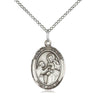 Sterling Silver St. John of God Patron Saint Medal Necklace 3/4 x 1/2 inch with 18 inch Curb Chain by Bliss