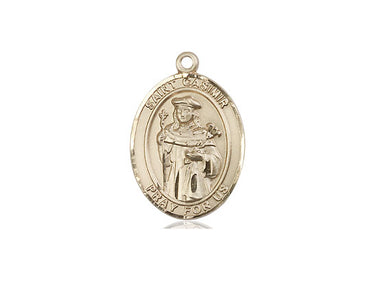 14kt Solid Gold St. Casimir of Poland Medal Pendant 3/4 x 1/2 inches - Handcrafted Catholic Jewelry by Bliss USA