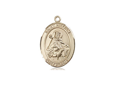 14kt solid gold St. William of Rochester patron saint medal pendant 3/4 x 1/2 inch by Bliss Manufacturing