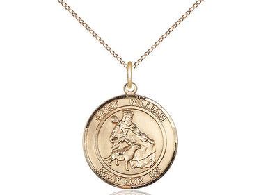 Gold Filled St. William of Rochester patron saint medal necklace 3/4 x 5/8 inches with 18 inch chain by Bliss
