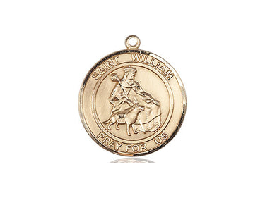 14kt solid gold St. William of Rochester patron saint medal pendant 3/4 x 5/8 inch by Bliss Manufacturing