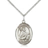 Sterling silver St. William of Rochester patron saint medal necklace 3/4 x 1/2 inches with 18 inch chain by Bliss