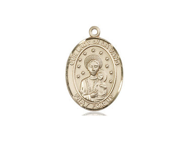 14kt solid gold Our Lady of La Vang Catholic medal pendant 3/4 x 1/2 inch handcrafted by Bliss