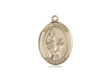 14kt Solid Gold St. Zachary Catholic Patron Saint Medal Pendant 3/4x1/2 inch by Bliss Manufacturing USA