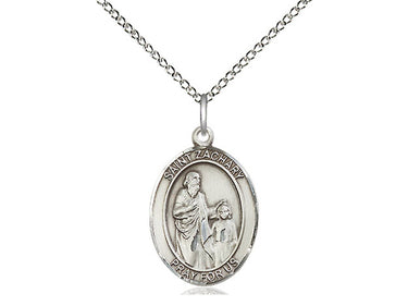 Sterling Silver St. Zachary Patron Saint Medal Necklace 3/4 inch by Bliss Manufacturing