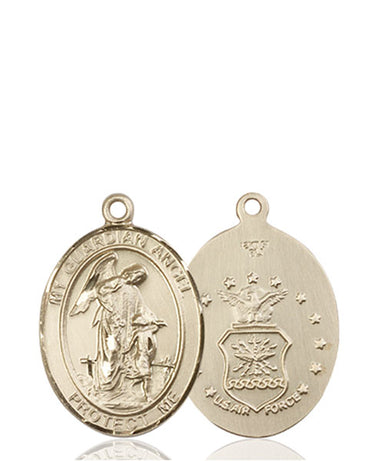 14kt Solid Gold Guardian Angel Air Force Medal Pendant 3/4 x 1/2 by Bliss Manufacturing