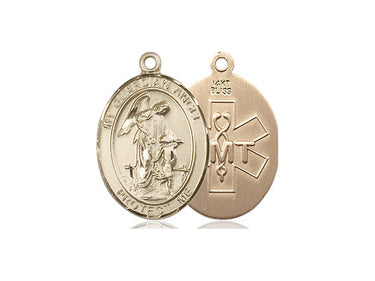 14kt solid gold Guardian Angel EMT medal pendant 3/4 x 1/2 inch handcrafted by Bliss Manufacturing USA