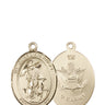 14kt Solid Gold Guardian Angel Army Medal Pendant 3/4 x 1/2 inch handcrafted by Bliss