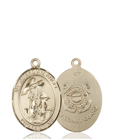 14kt solid gold Guardian Angel Coast Guard medal pendant, 3/4 x 1/2 inches, handcrafted by Bliss Manufacturing