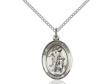 Sterling Silver Guardian Angel Pendant Necklace 3/4 x 1/2 inch with 18 inch Chain by Bliss