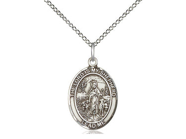 Sterling Silver Lord Is My Shepherd Medium Pendant Necklace 3/4 x 1/2 inch with 18 inch Chain by Bliss