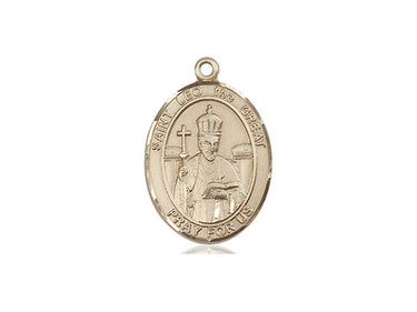 14kt Solid Gold St. Leo the Great Patron Saint Medal Pendant 3/4 inch by 1/2 inch handmade by Bliss
