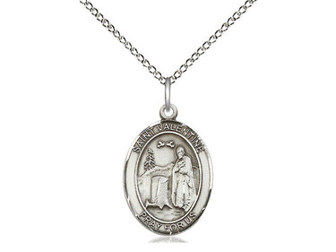 Sterling silver St. Valentine of Rome patron saint medal necklace with 18 inch chain by Bliss Manufacturing