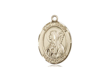 14kt Solid Gold St. Brigid of Ireland Patron Saint Medal Pendant 3/4 x 1/2 Medium Handcrafted by Bliss