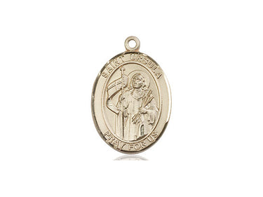 14kt Solid Gold St. Ursula Patron Saint Medal Pendant 3/4 x 1/2 inch handcrafted by Bliss