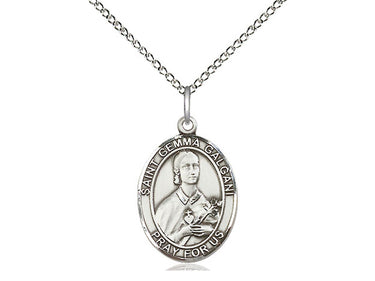 Sterling Silver St. Gemma Galgani medium patron saint medal necklace with 18 inch chain by Bliss Manufacturing
