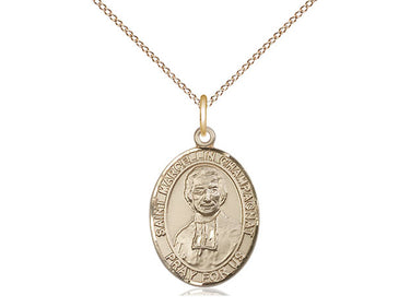 14kt Gold Filled St. Marcellin Champagnat Patron Saint Medal Necklace 3/4 x 1/2 inch on 18 inch chain by Bliss