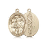 14kt Solid Gold Sts. Cosmas and Damian Patron Saint Medal Pendant 3/4 inch by 1/2 inch by Bliss
