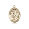 14kt Solid Gold Sts. Cosmas and Damian Patron Saint Medal Pendant 3/4 x 1/2 inch Handcrafted Bliss
