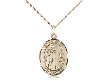 14kt Gold Filled Maria Stein Catholic Medal Necklace 3/4x1/2 inch pendant 18 inch curb chain Bliss