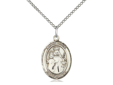 Sterling silver Maria Stein shrine pendant necklace 3/4 x 1/2 inch with 18 inch chain by Bliss Manufacturing