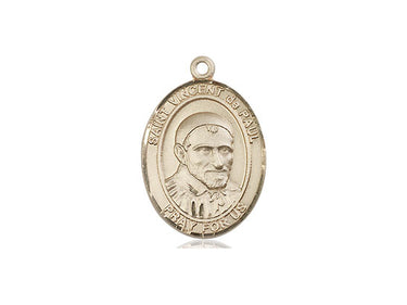 14kt solid gold St. Vincent de Paul patron saint medal pendant 3/4 inch by Bliss Manufacturing