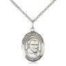 Sterling Silver St. Vincent de Paul Patron Saint Medal Necklace 3/4 x 1/2 inch on 18 inch chain by Bliss Manufacturing