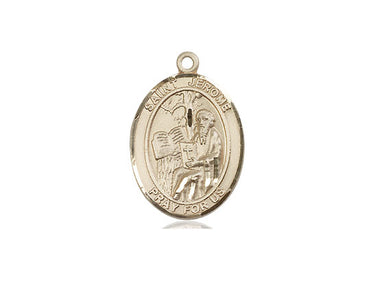 14kt solid gold St. Jerome patron saint medal pendant 3/4 inch by 1/2 inch handcrafted by Bliss