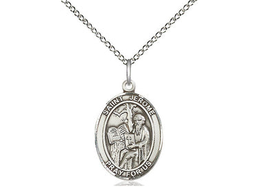 Sterling Silver St. Jerome Patron Saint Medal Necklace 3/4 x 1/2 inches 18 inch chain Bliss