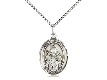 Sterling Silver St. Sophia Patron Saint Medal Necklace 3/4 x 1/2 inch with 18 inch chain by Bliss